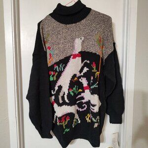 Knitted turtle neck sweater featuring whippets/Greyhounds